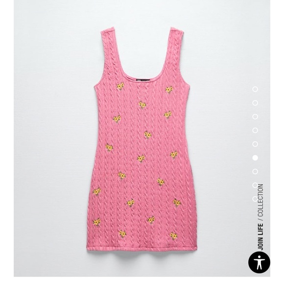 Zara Dresses & Skirts - ZARA Cable Knit Pink Dress w floral detail